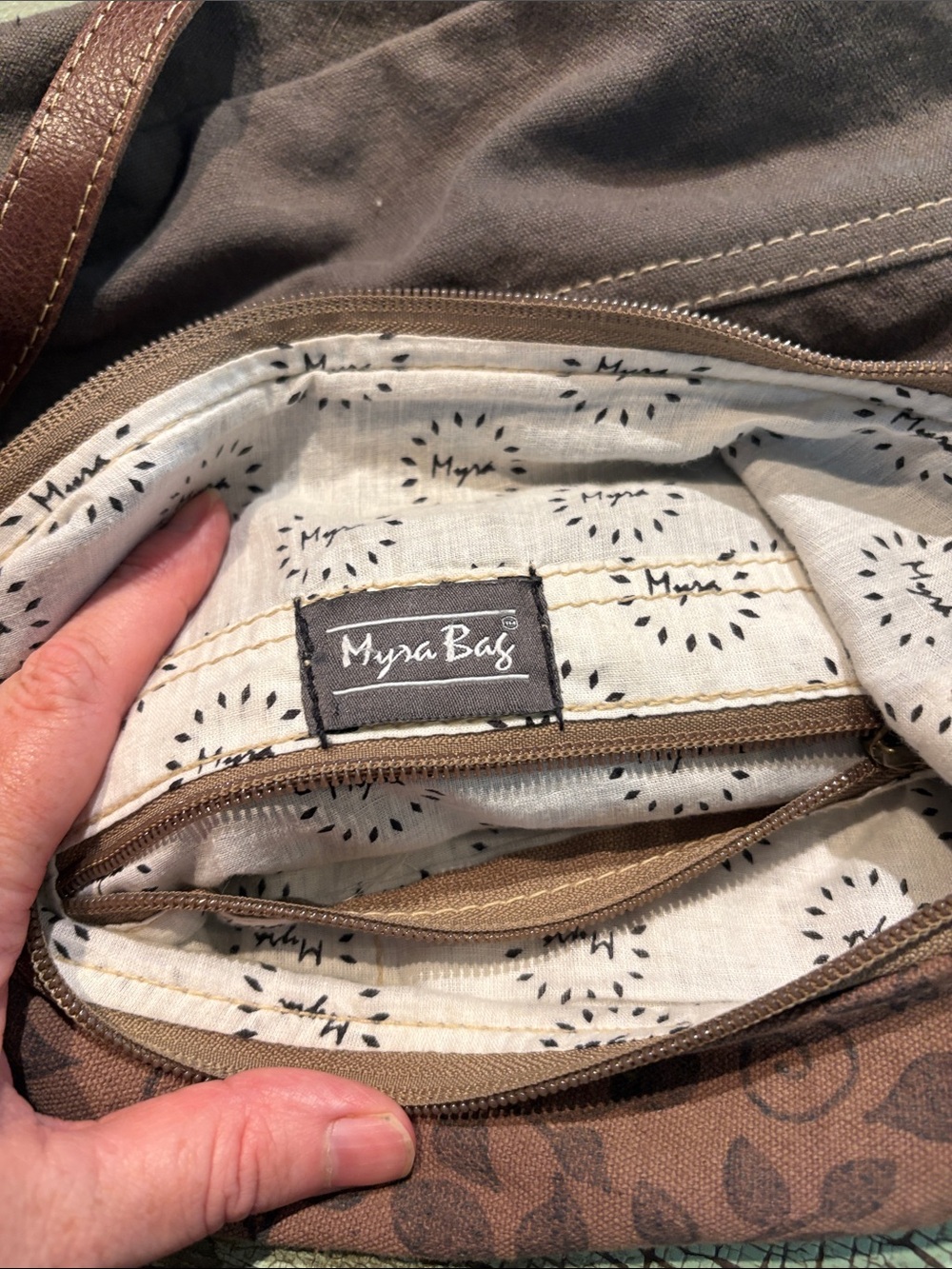 Myra Bag Brown Floral Canvas Leather Crossbody Purse Boho Western - Picture 4 of 4
